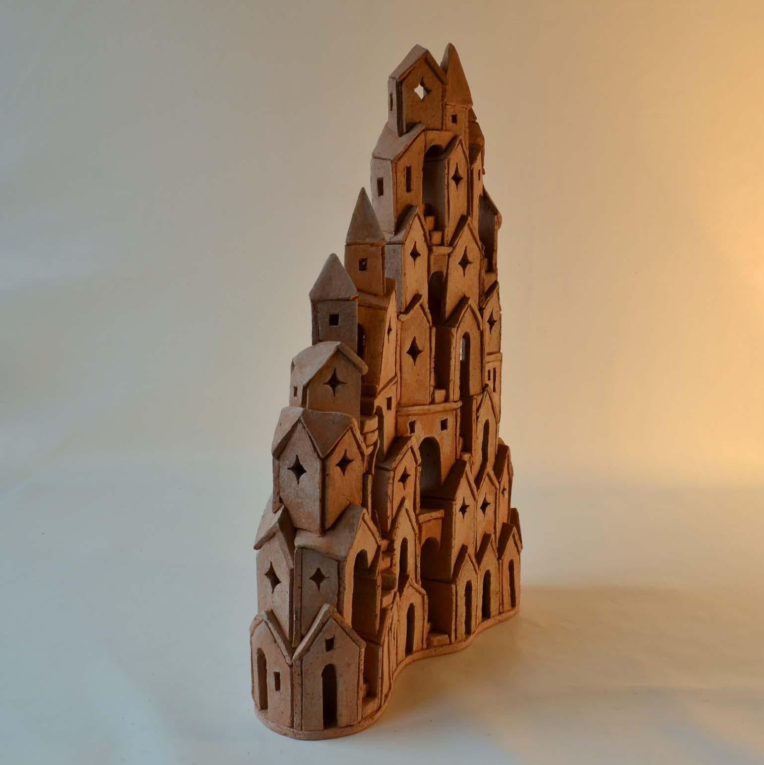 Architectural Surreal Ceramic Tower Sculpture 2 by Dutch Arie Bouter 1995 4