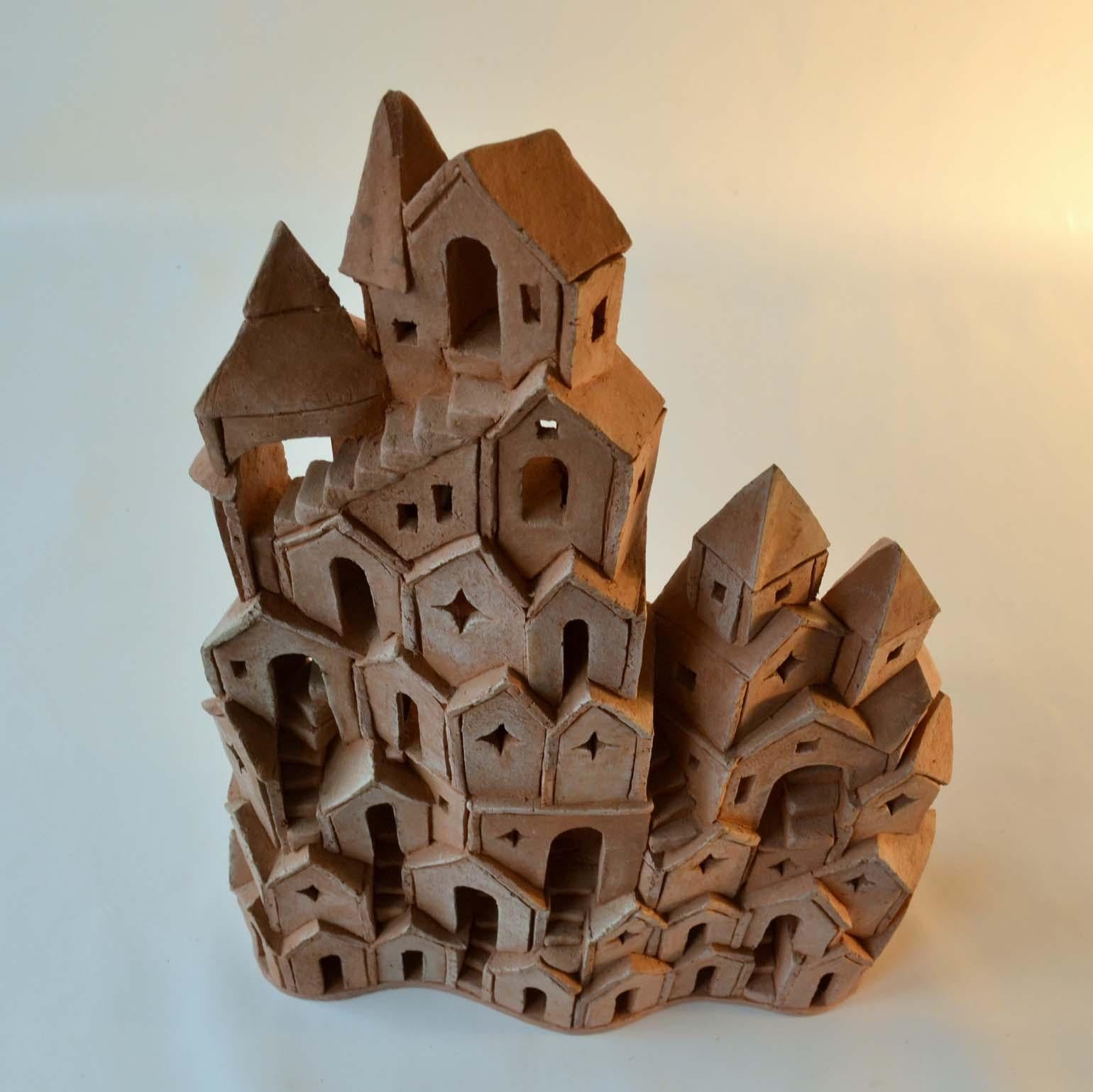 Architectural Surreal Ceramic Tower Sculpture 2 by Dutch Arie Bouter 1995 5