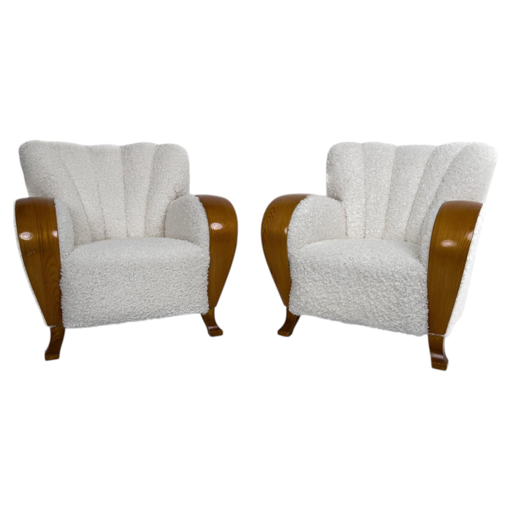 Architectural Swedish Modern Lounge Chairs, 1940s For Sale