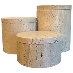 Architectural Travertine Containers Fratelli Mannelli, 1980s