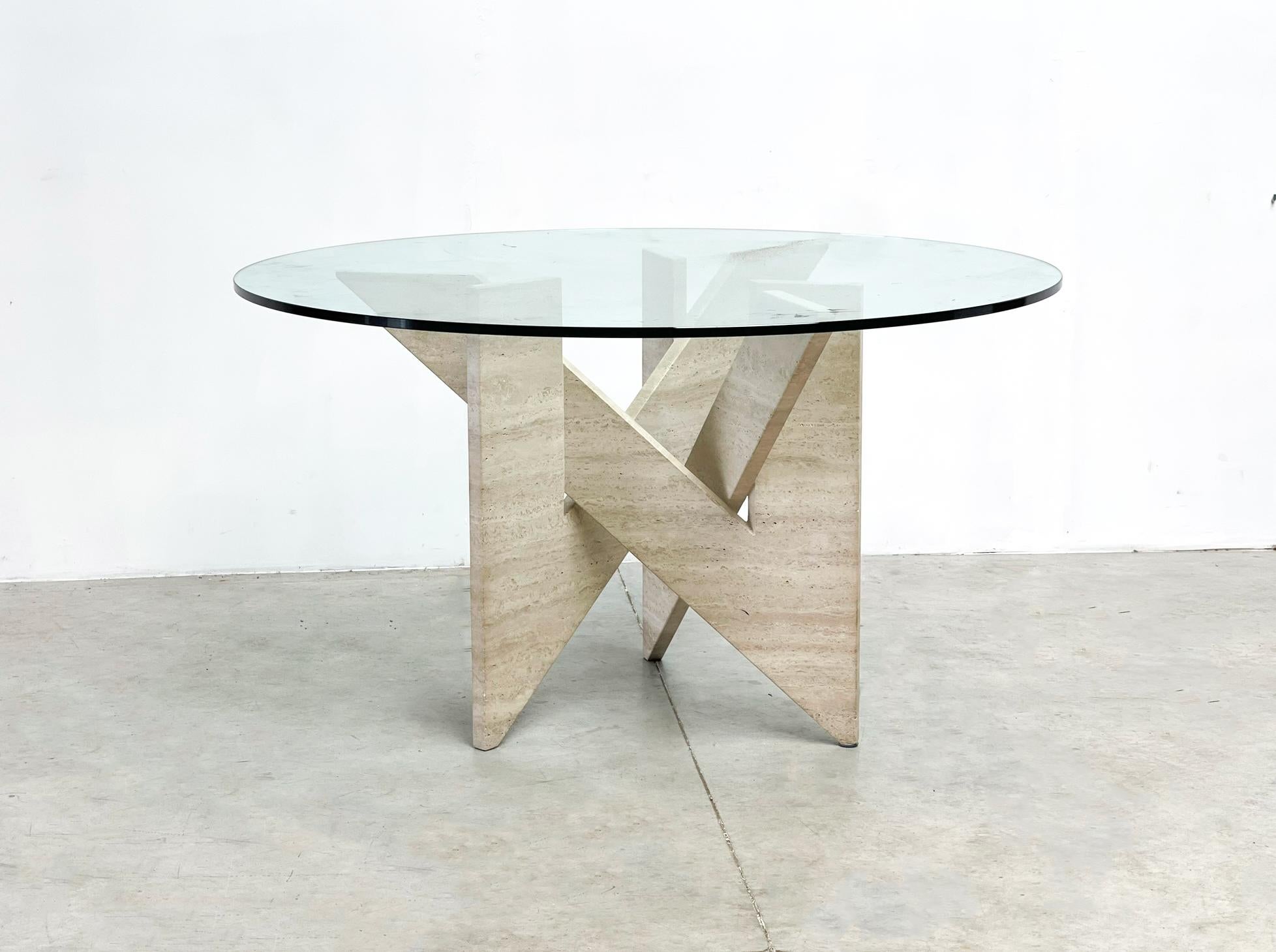 Mid-Century Modern Architectural Travertine Dining Table, 1970s For Sale