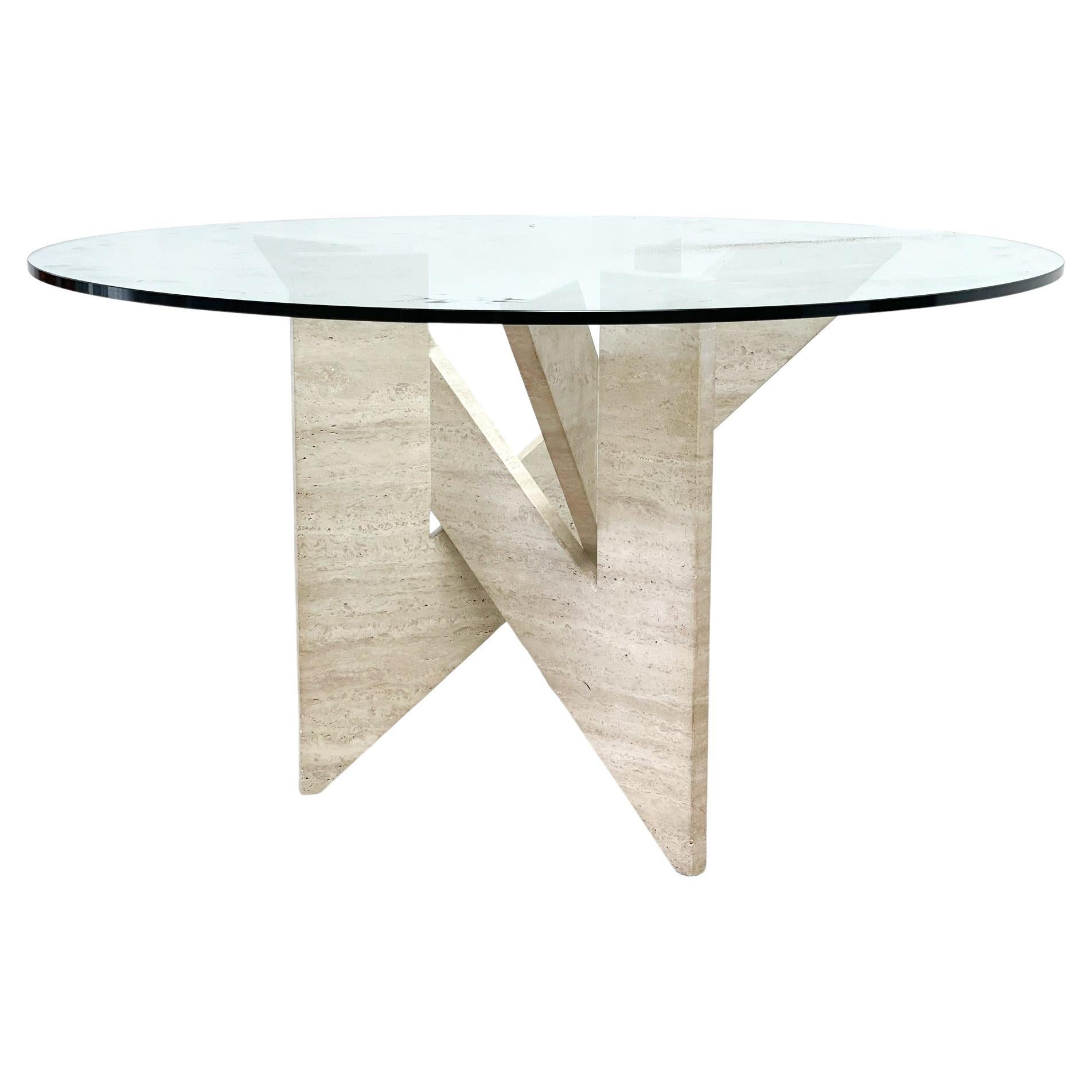 Architectural Travertine Dining Table, 1970s For Sale
