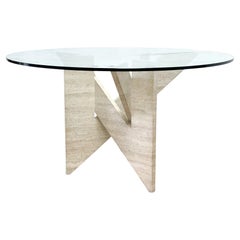 Architectural Travertine Dining Table, 1970s
