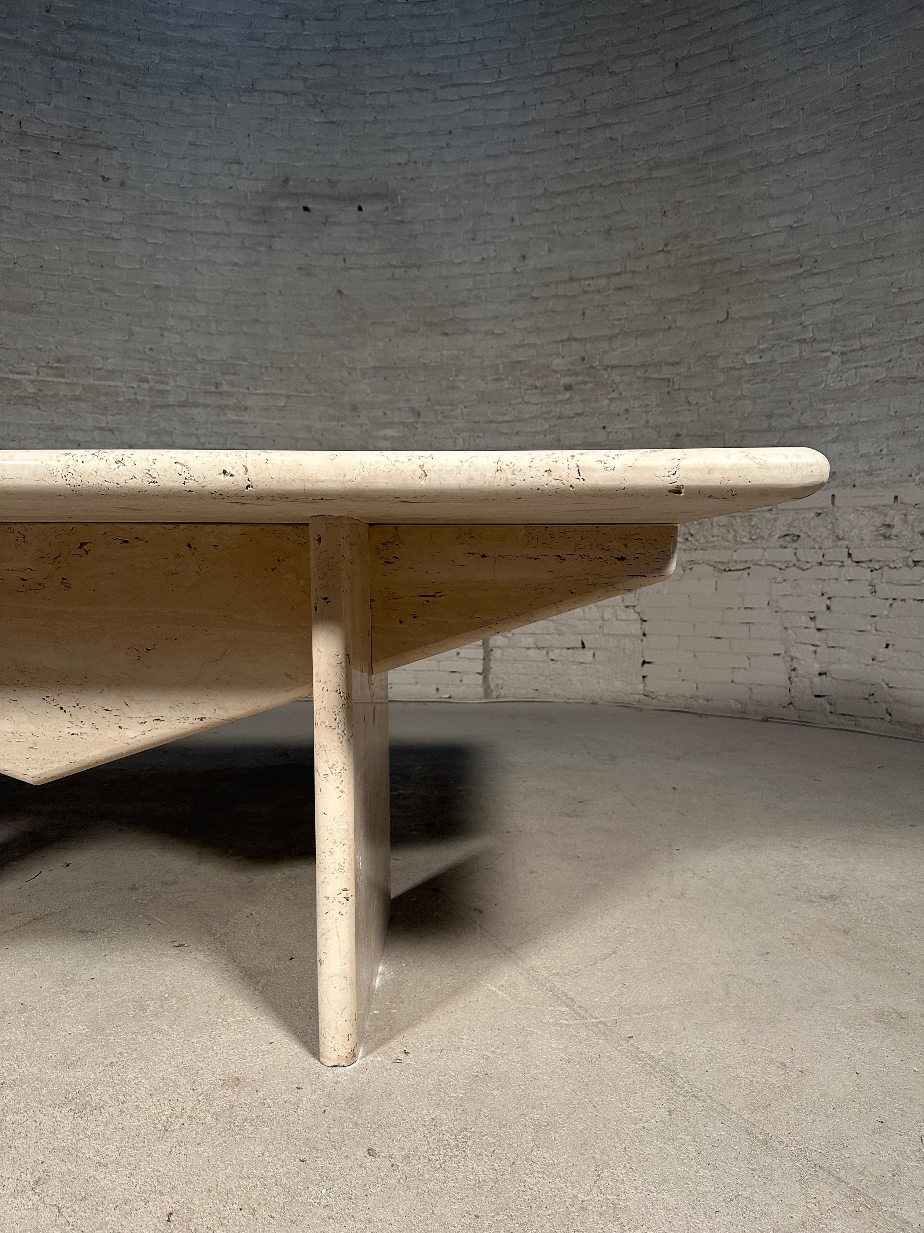 Architectural Travertine Dining Table For Sale 8