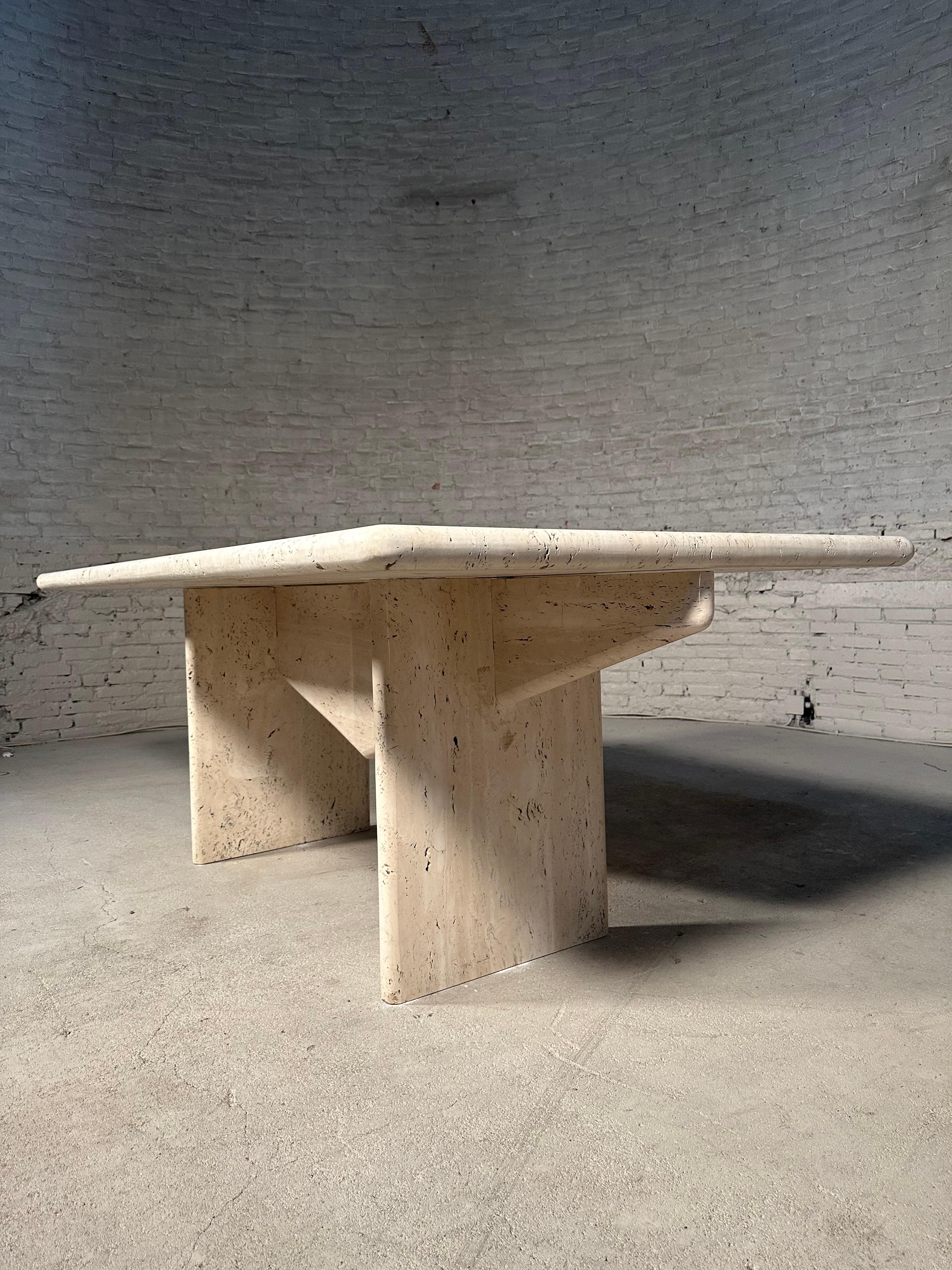 Architectural Travertine Dining Table For Sale 2