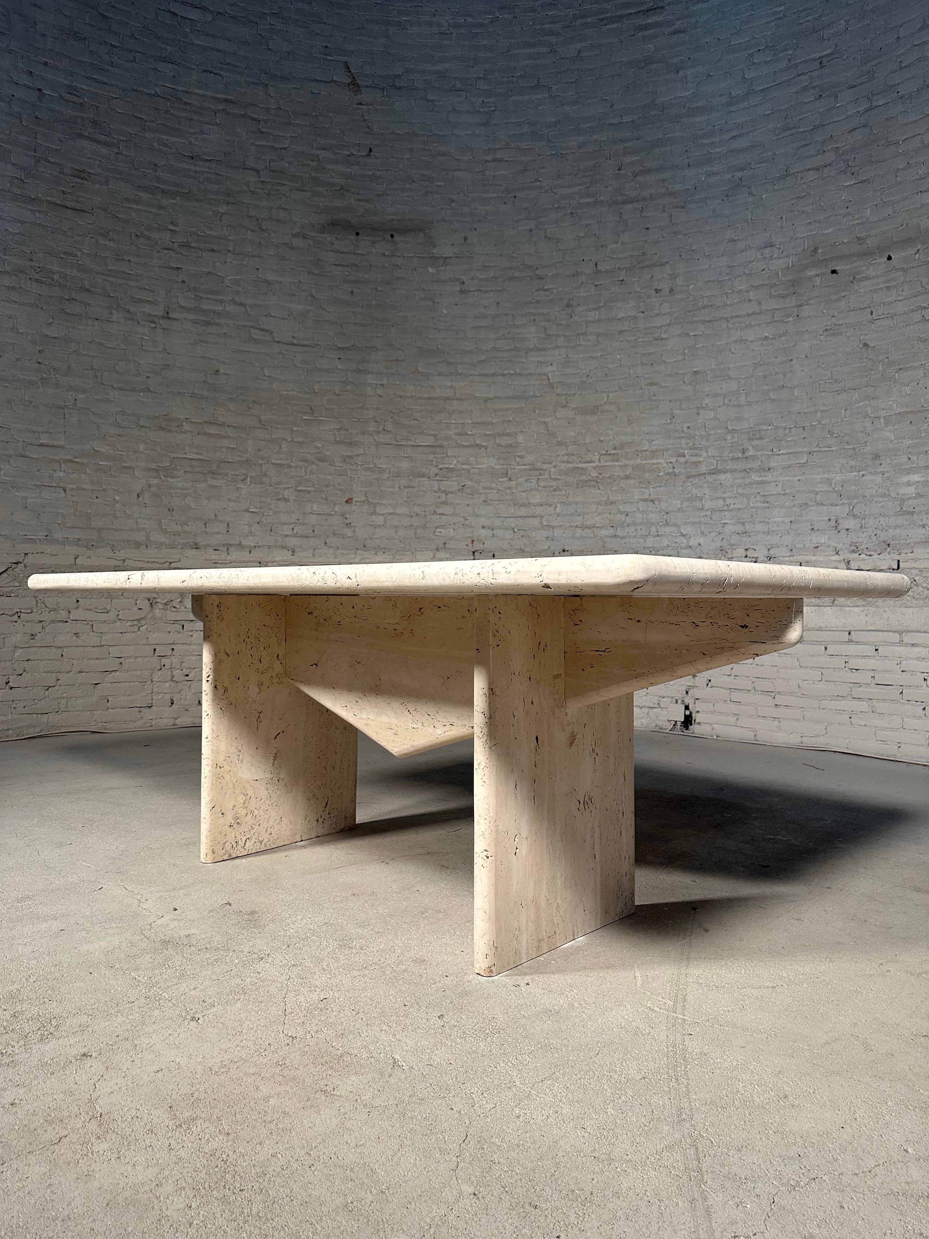 Architectural Travertine Dining Table For Sale 3