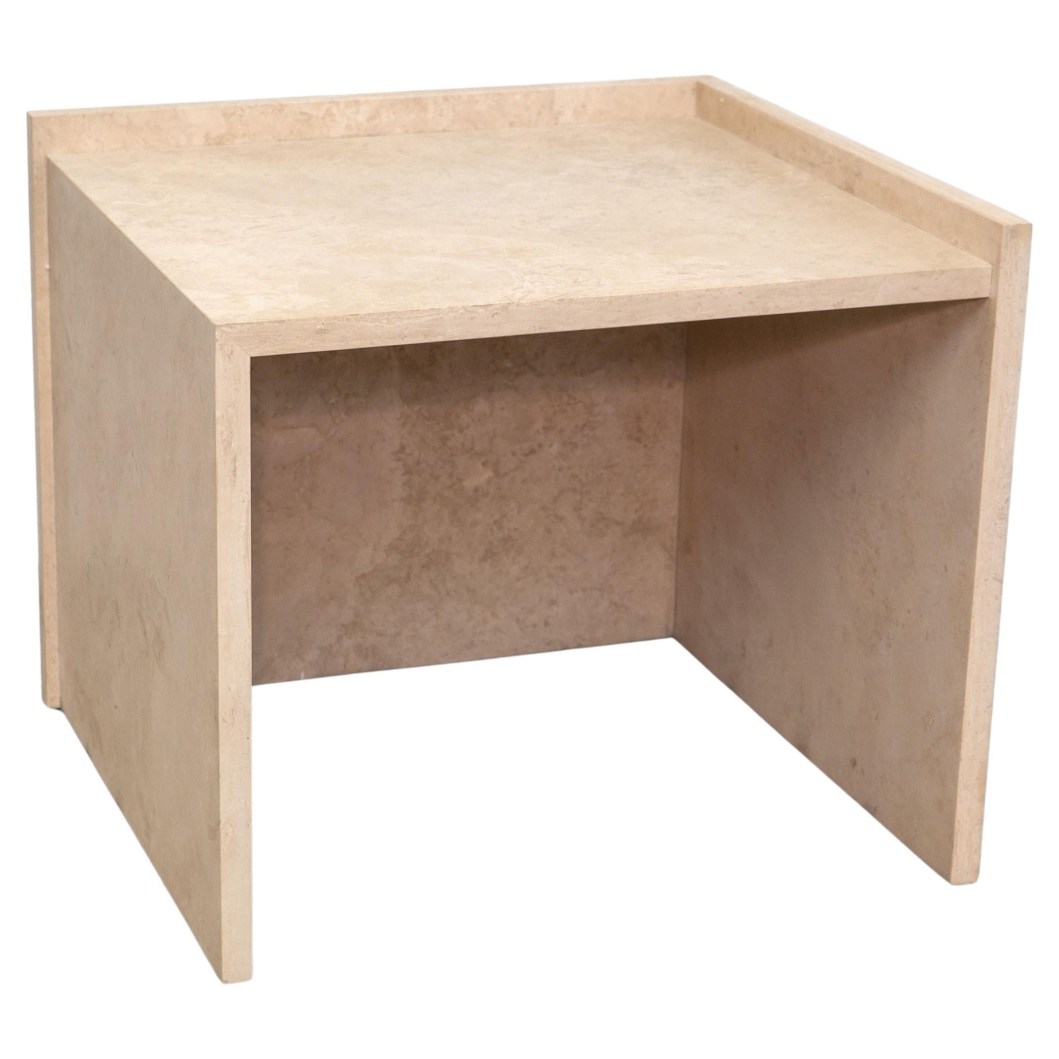 Architectural Travertine Side Table