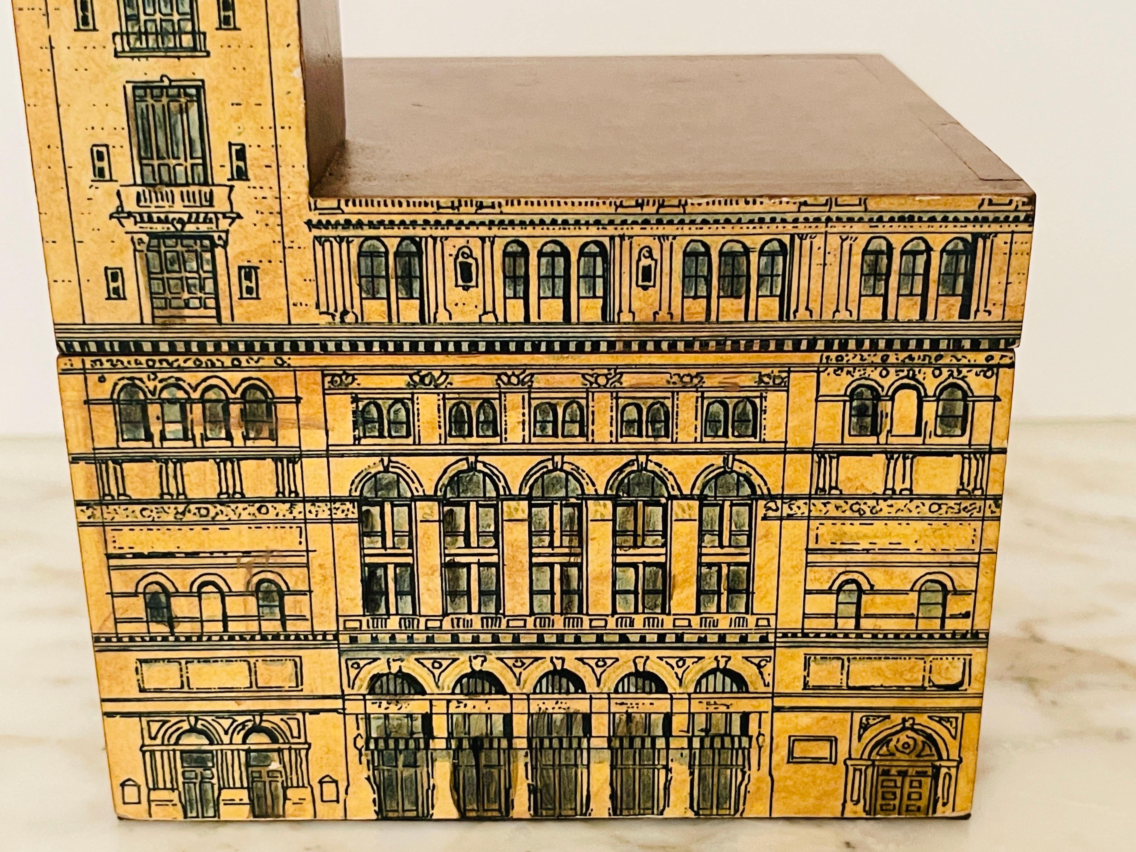 Modern Architectural Trompe-L'œil Florentine Table Box, in the Manner of Fornasetti