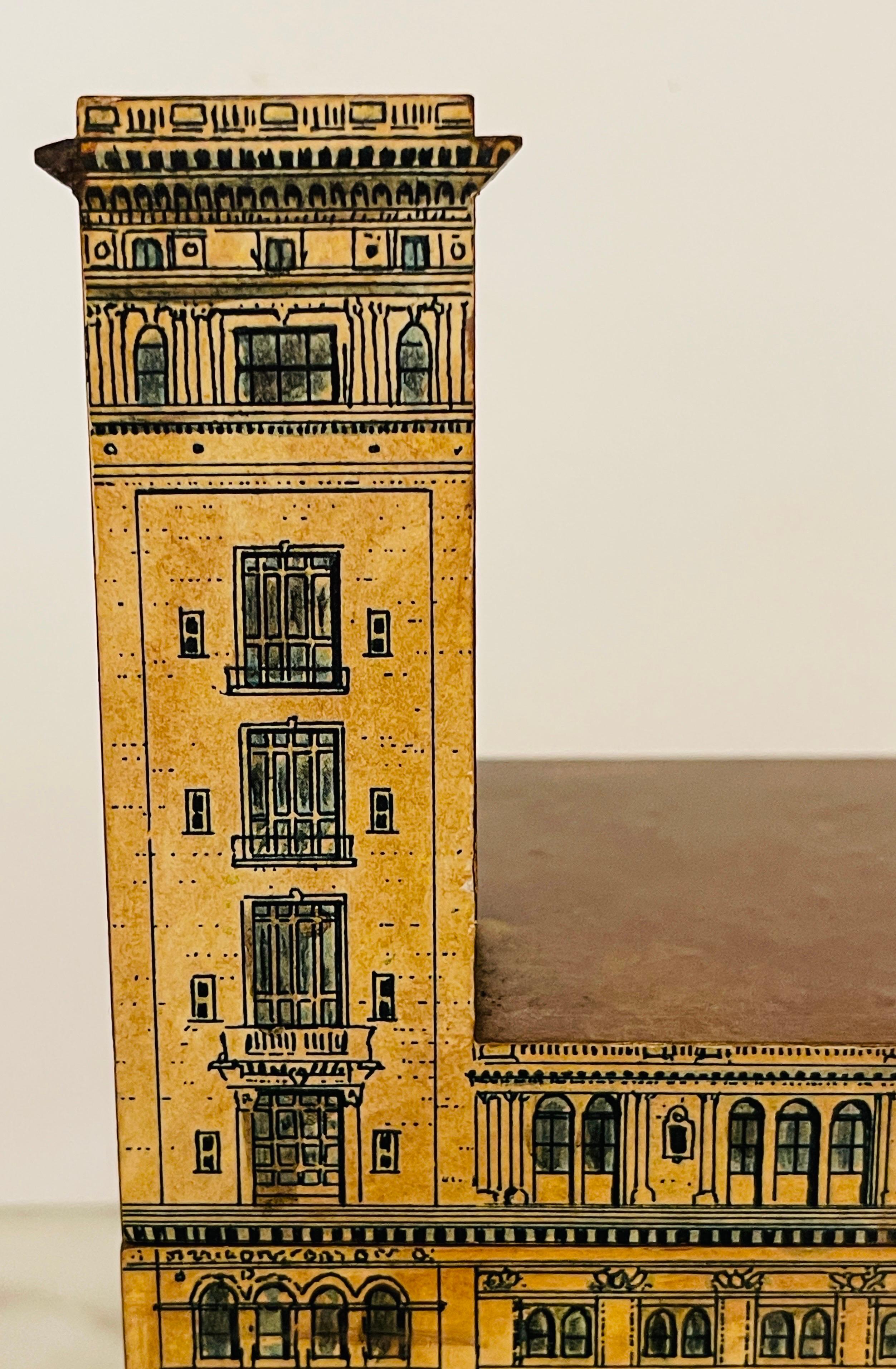 Italian Architectural Trompe-L'œil Florentine Table Box, in the Manner of Fornasetti