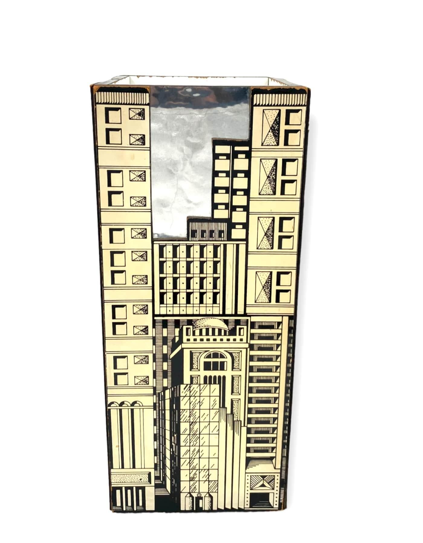 Modern Architectural Umbrella Stand, in the Manner of Fornasetti, Italy, 1970s For Sale