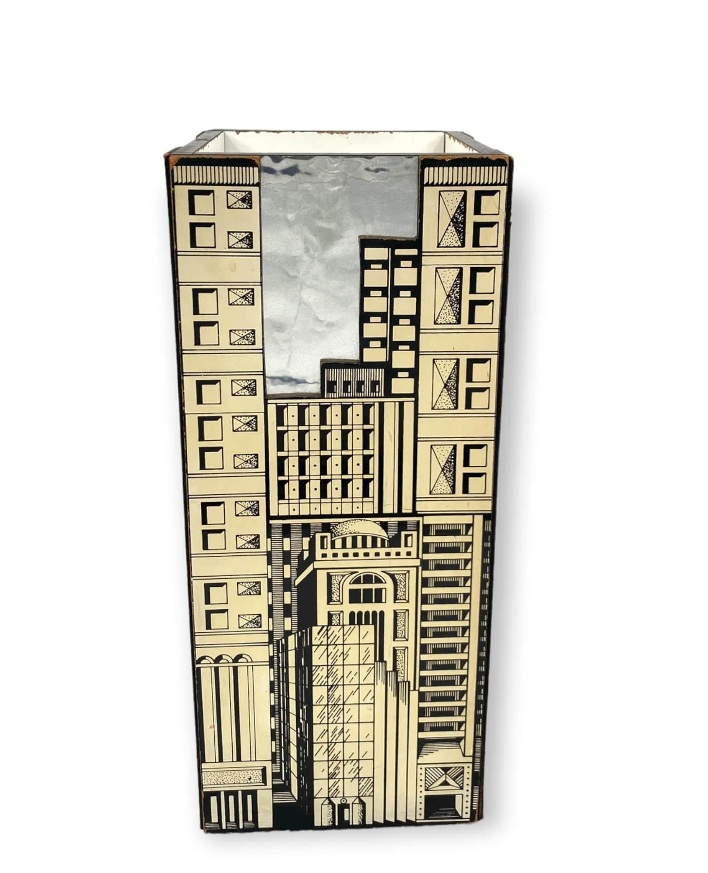 Architectural Umbrella Stand, in the Manner of Fornasetti, Italy, 1970s In Fair Condition For Sale In Firenze, IT