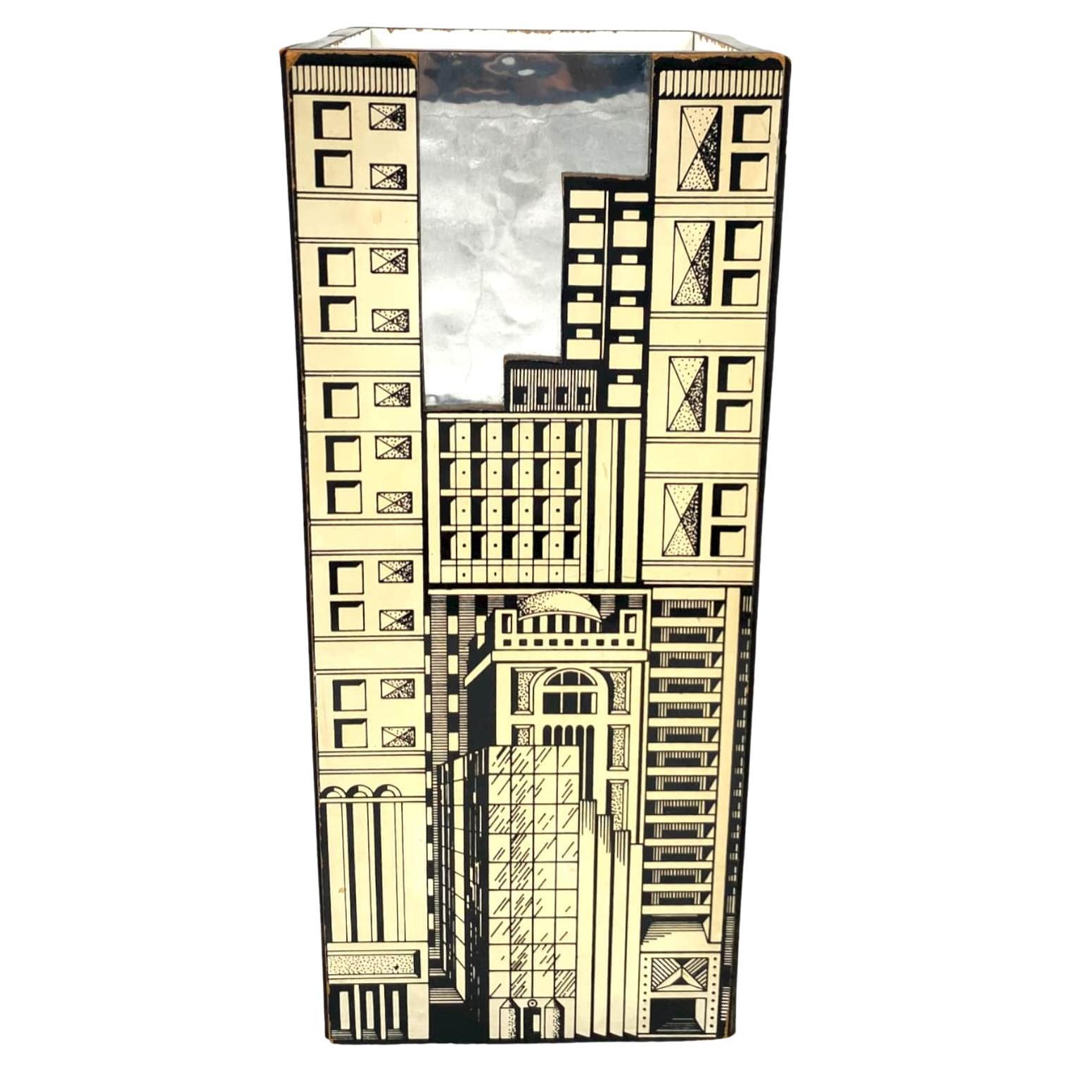 Architectural Umbrella Stand, in the Manner of Fornasetti, Italy, 1970s For Sale