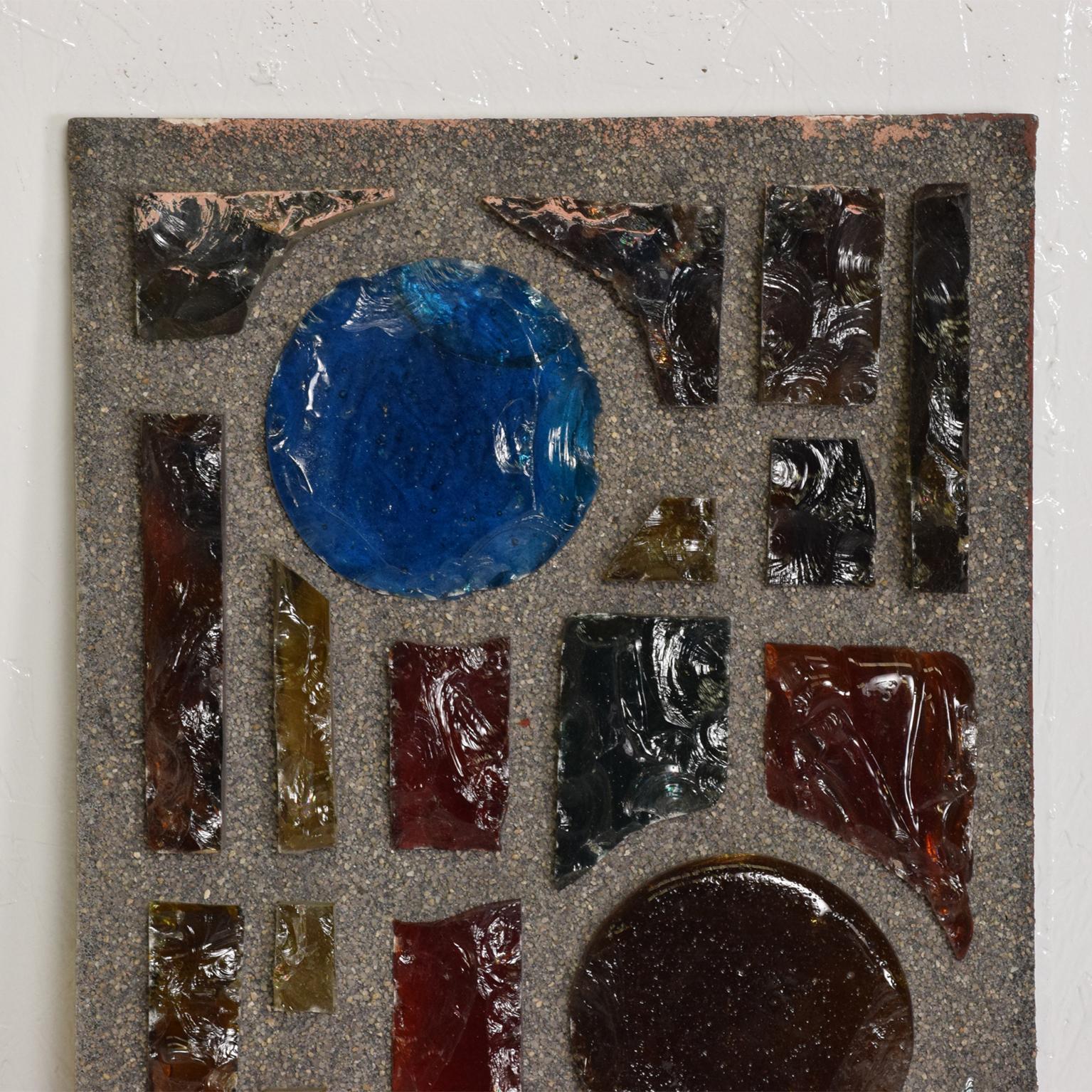 American Architectural Wall Art Colored Glass Panel, Brutalist Period