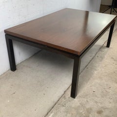 Architectural Walnut and Black Coffee Table in the Style of Milo Baughman
