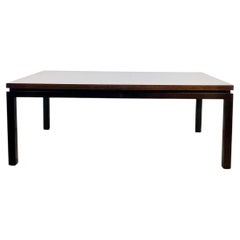 Architectural Walnut and Black Coffee Table in the Style of Milo Baughman