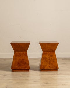 Architectural Walnut Burl Side Table, Europe, 1960's