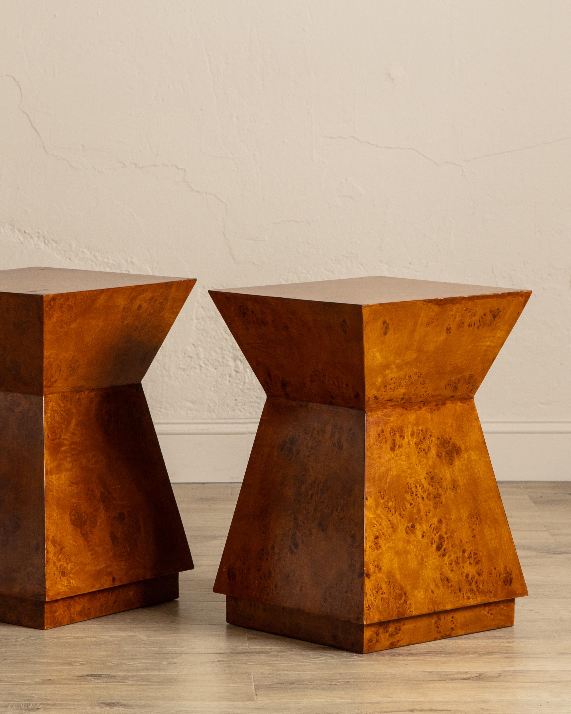 Mid-Century Modern Architectural Walnut Burl Side Table, Europe, 1960's For Sale