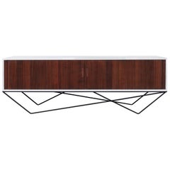 Architectural Walnut Tambour Door Credenza