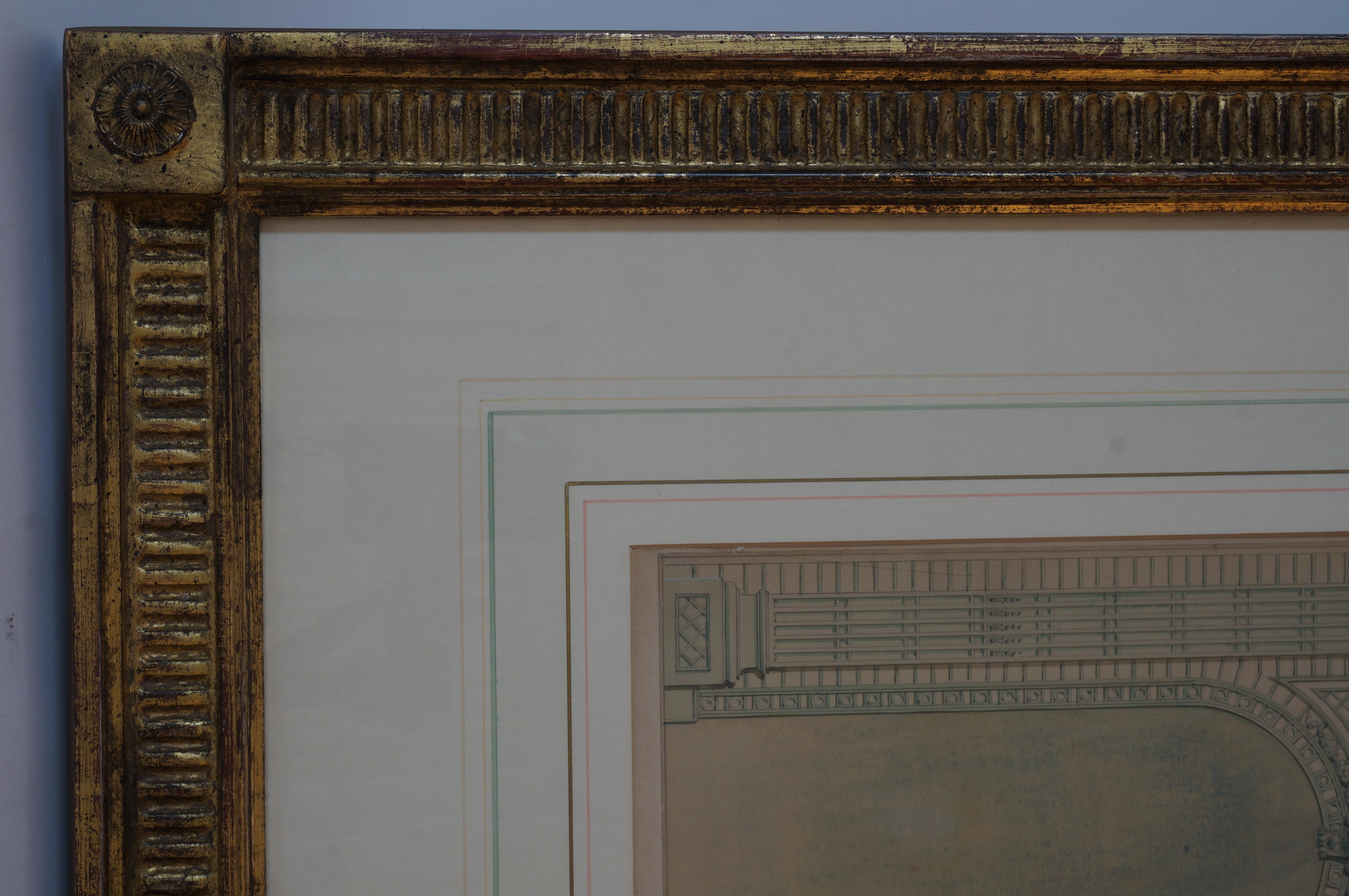 Architectural Watercolor Renderings of a Trellised Wall Elevation 3