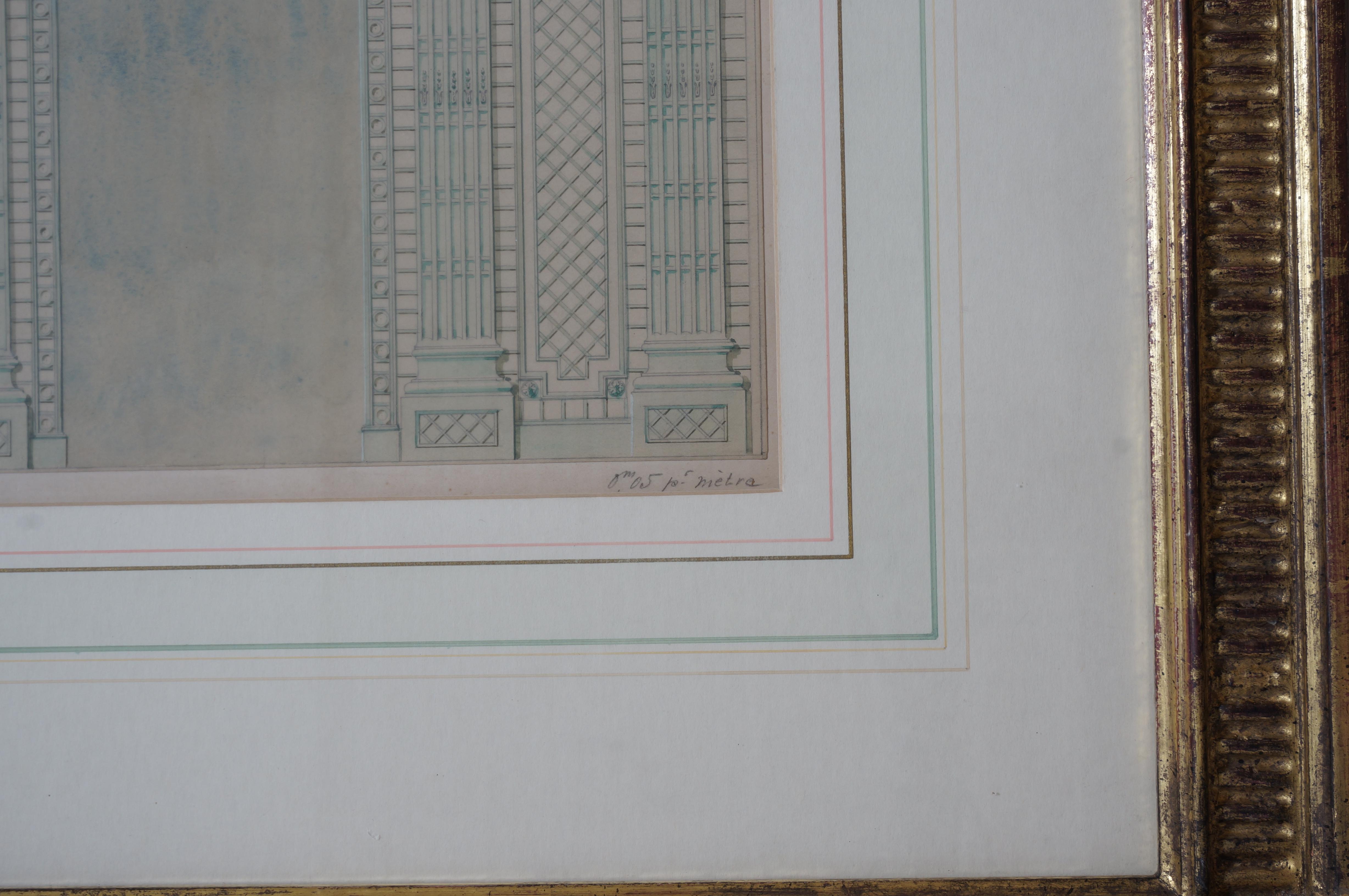 Architectural Watercolor Renderings of a Trellised Wall Elevation 1