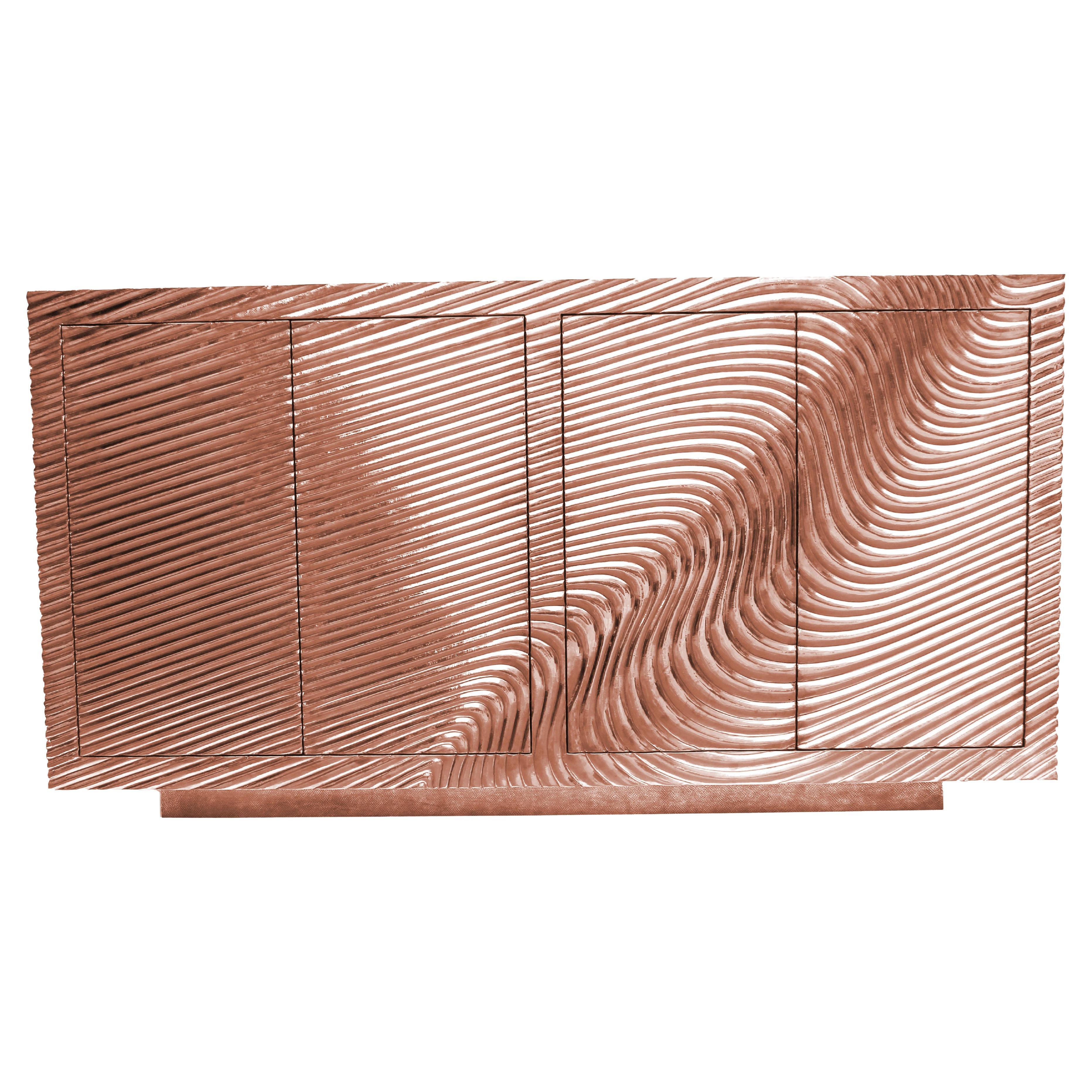 Architectural Wave Credenza – Sculpted Console, Storage Cabinet, 60"