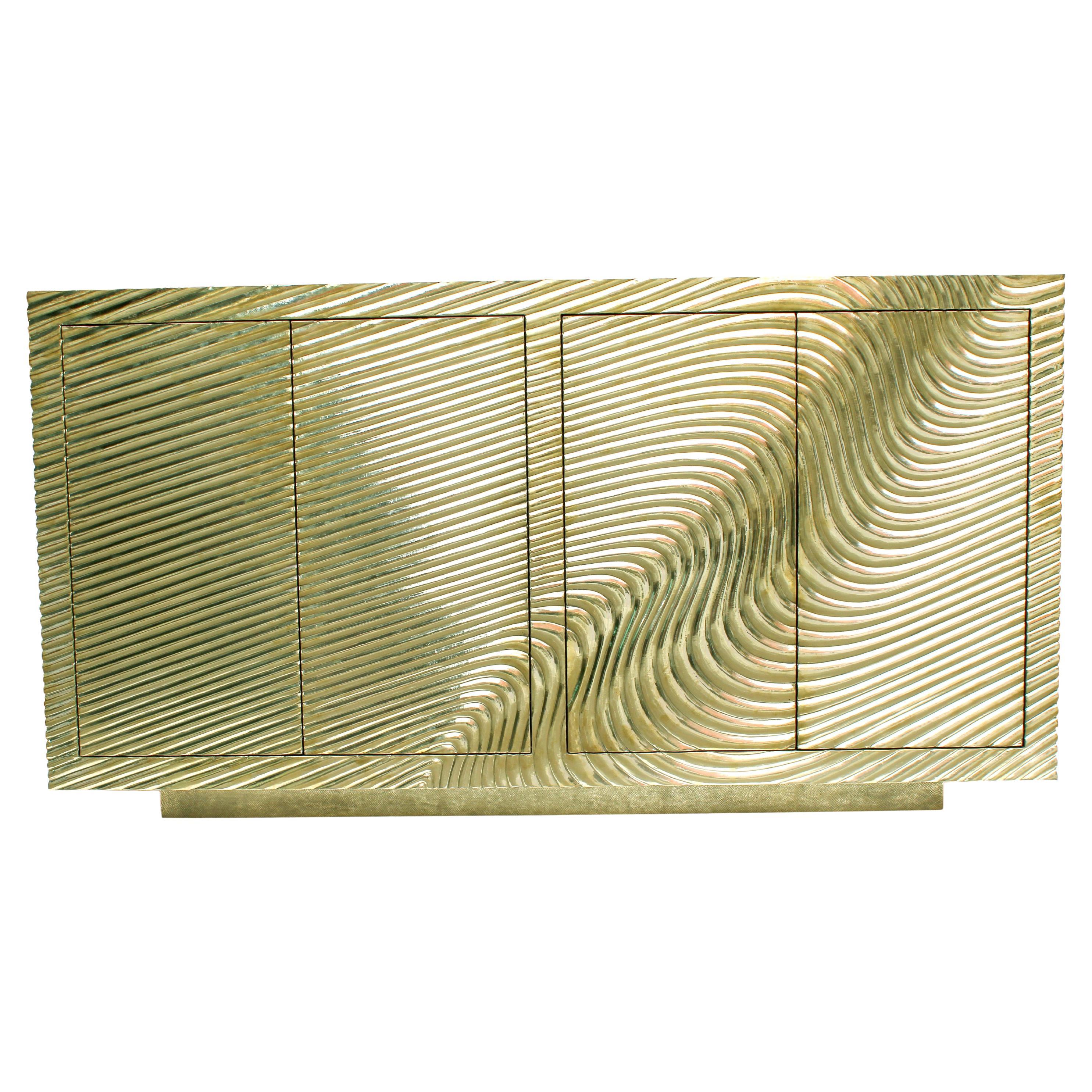 Architectural Wave Credenza – Sculpted Console, Storage Cabinet, 60"