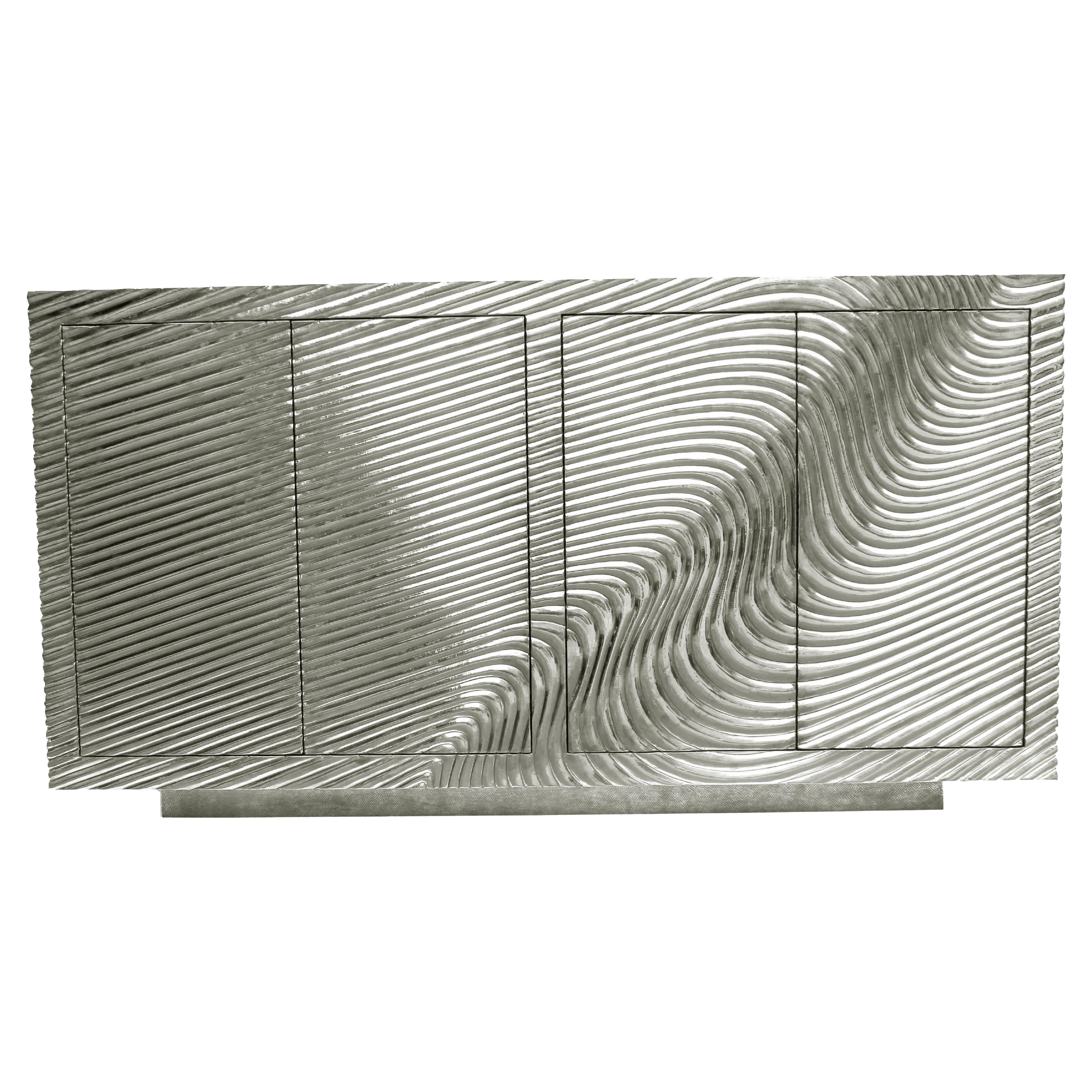 Architectural Wave Credenza – Sculpted Console, Storage Cabinet, 60" For Sale