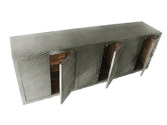 Architectural Wave Credenza – Sculpted Console, Storage Cabinet, 86"