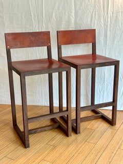 Architectural Wood + Leather Counter Stools BDDW 2005