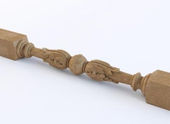 Architectural Wood Newel Post with acanthus leaves and ball