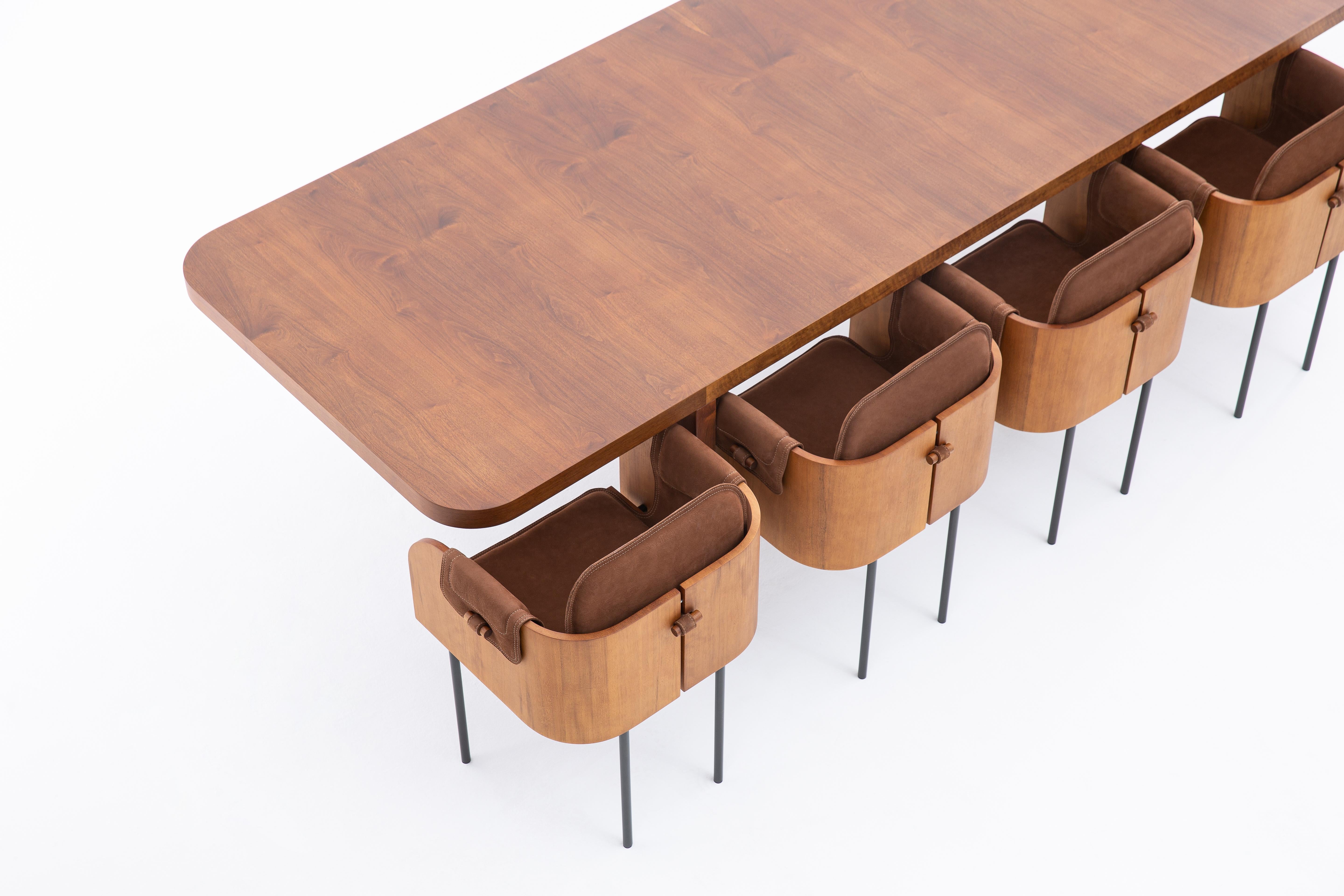 Architectural Modern Wood Table - Modernes Statement-Stück mit strukturellem Designelement im Zustand „Neu“ im Angebot in Jardim America, SP