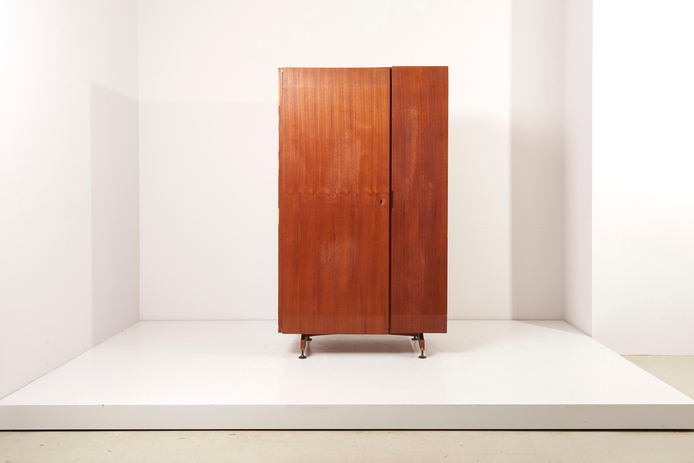 Architectural wooden cabinet, Italy 1950s
The piece is made in mahogany and has some nice sculptural details.