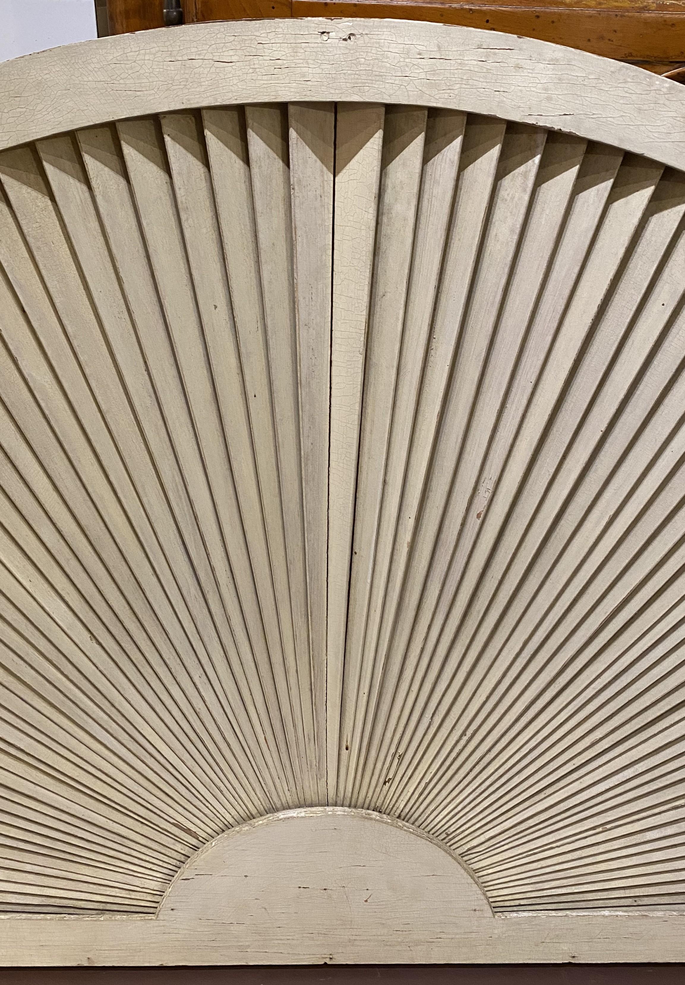 Federal Architectural Wooden Fan Form Element in Old White Paint For Sale