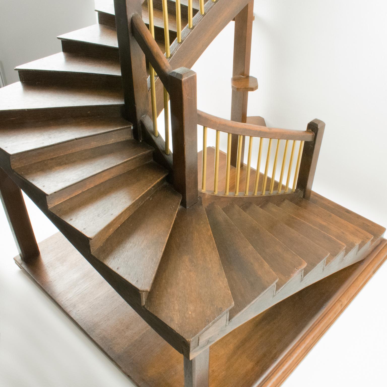 Architectural Wooden Staircase Model France, 1930s 3