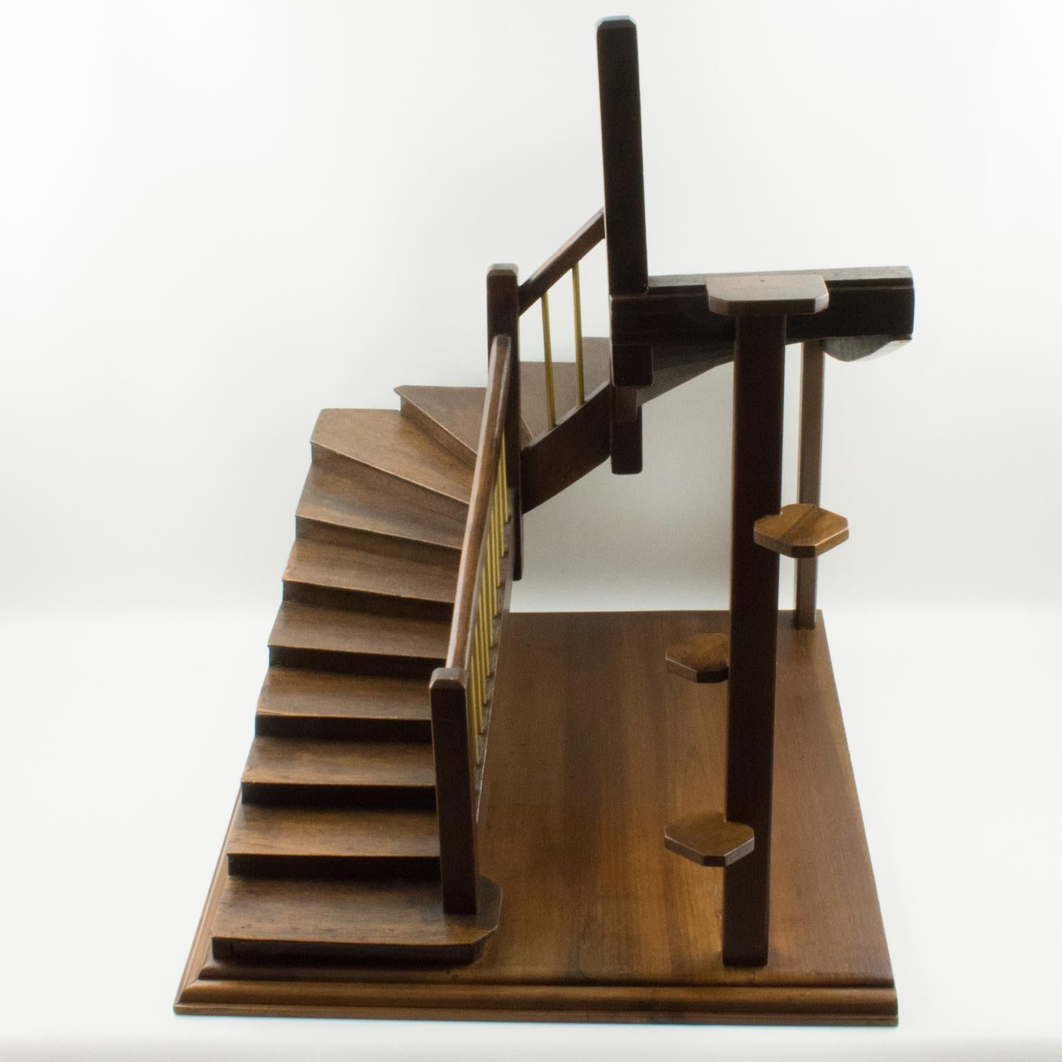 Art Deco Architectural Wooden Staircase Model France, 1930s