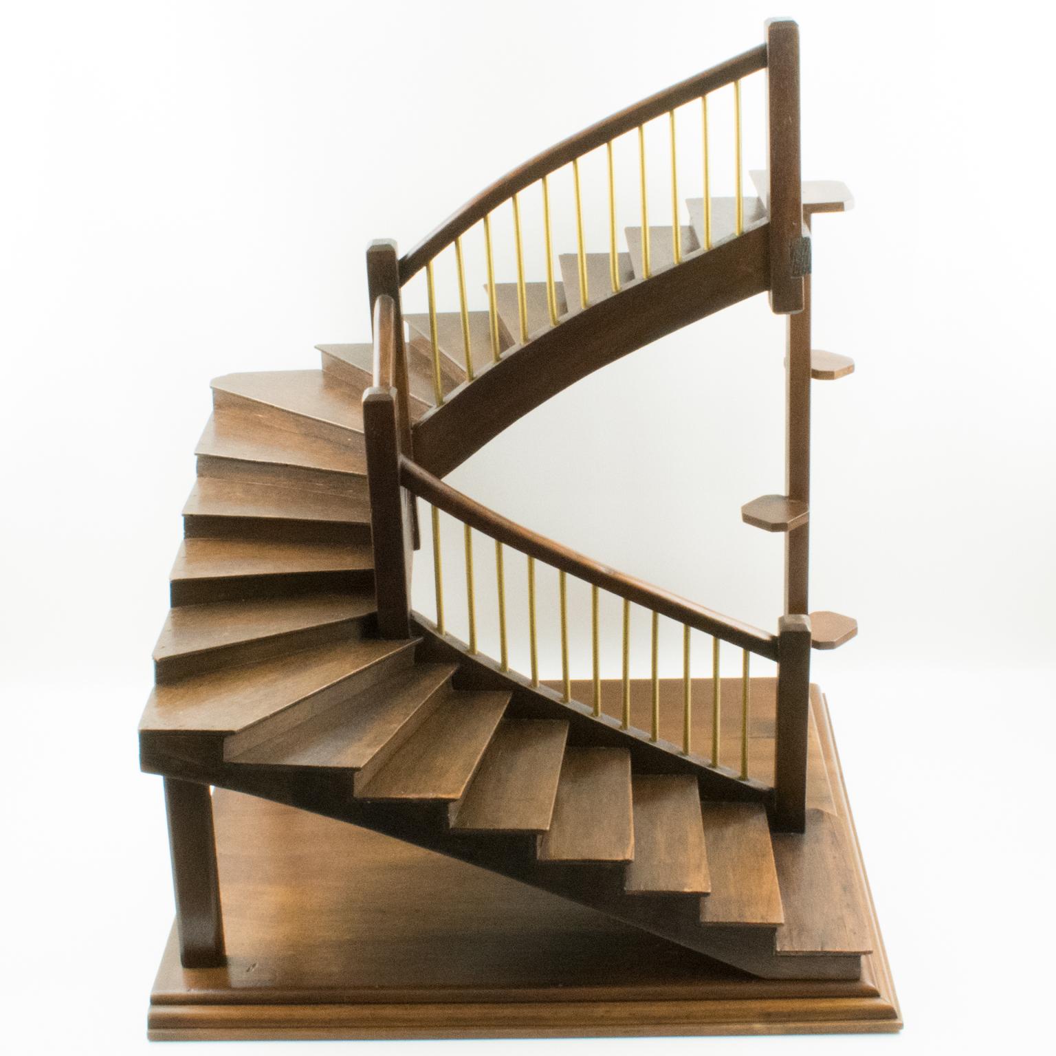 French Architectural Wooden Staircase Model France, 1930s