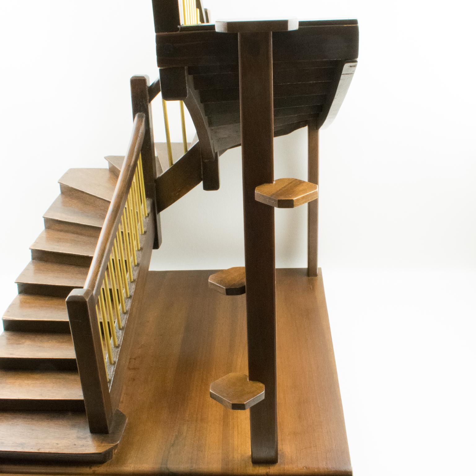 Mid-20th Century Architectural Wooden Staircase Model France, 1930s