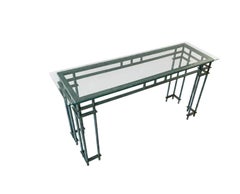 Architectural Wrought Iron Console Table With Beveled Glass