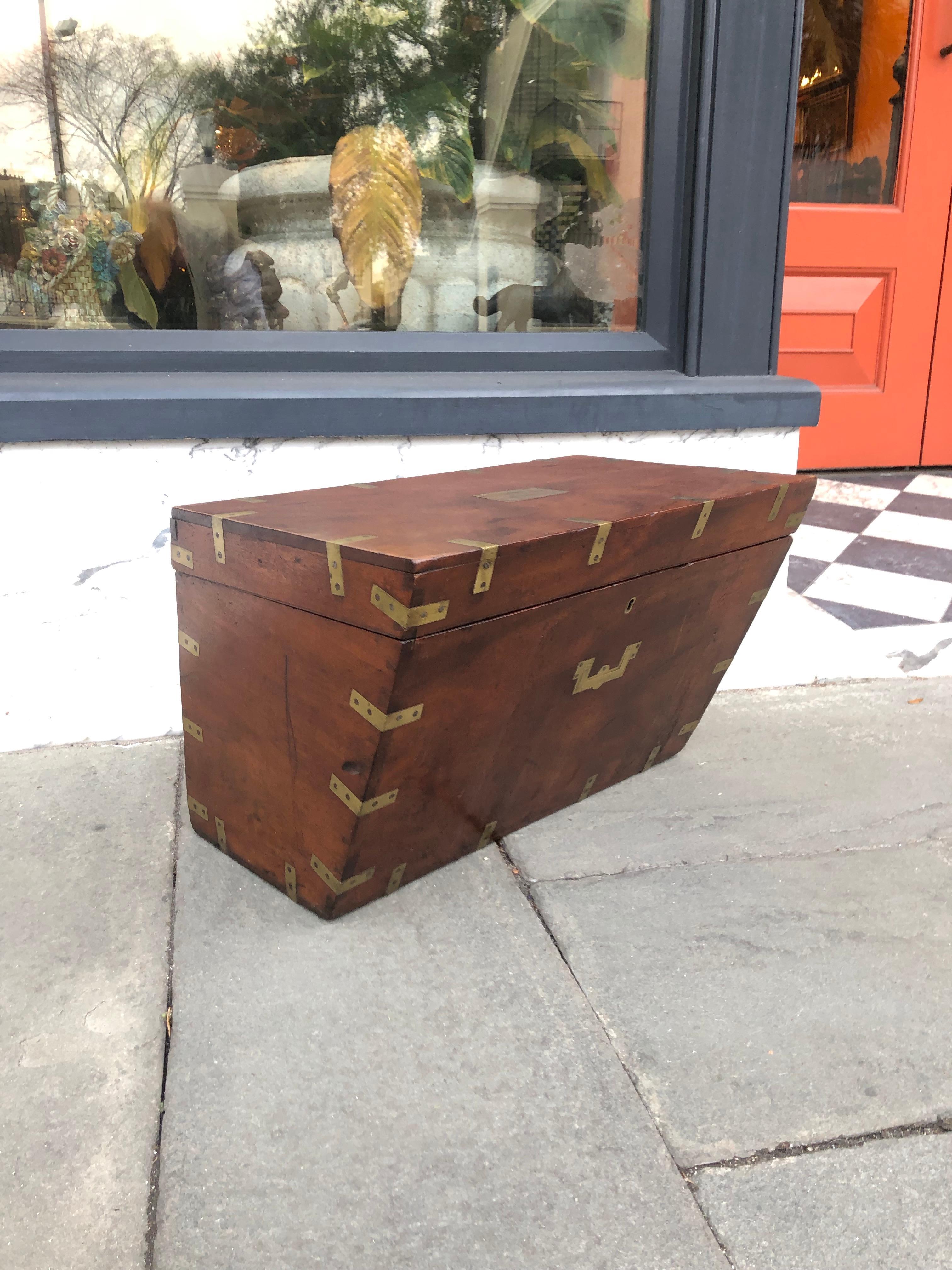 Architecturally Formed Campaign Box with Brass Hardware, Mid-19th Century In Good Condition In Charleston, SC