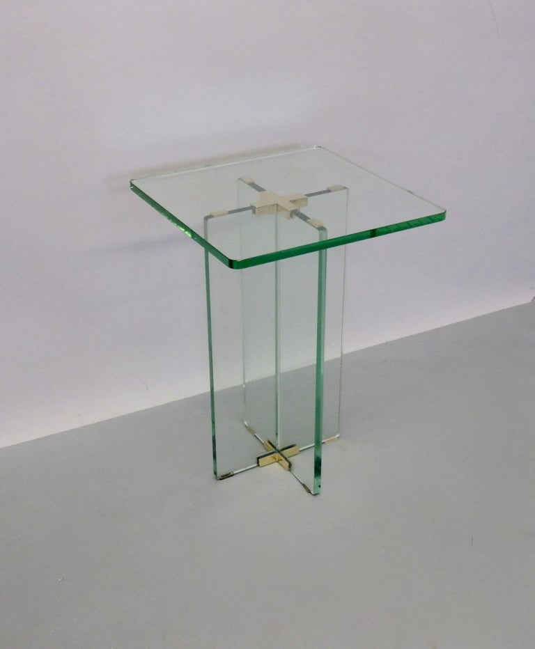 Architecturally Styled Green Edge Glass Side Table Attributed to Fontana Arte For Sale 6