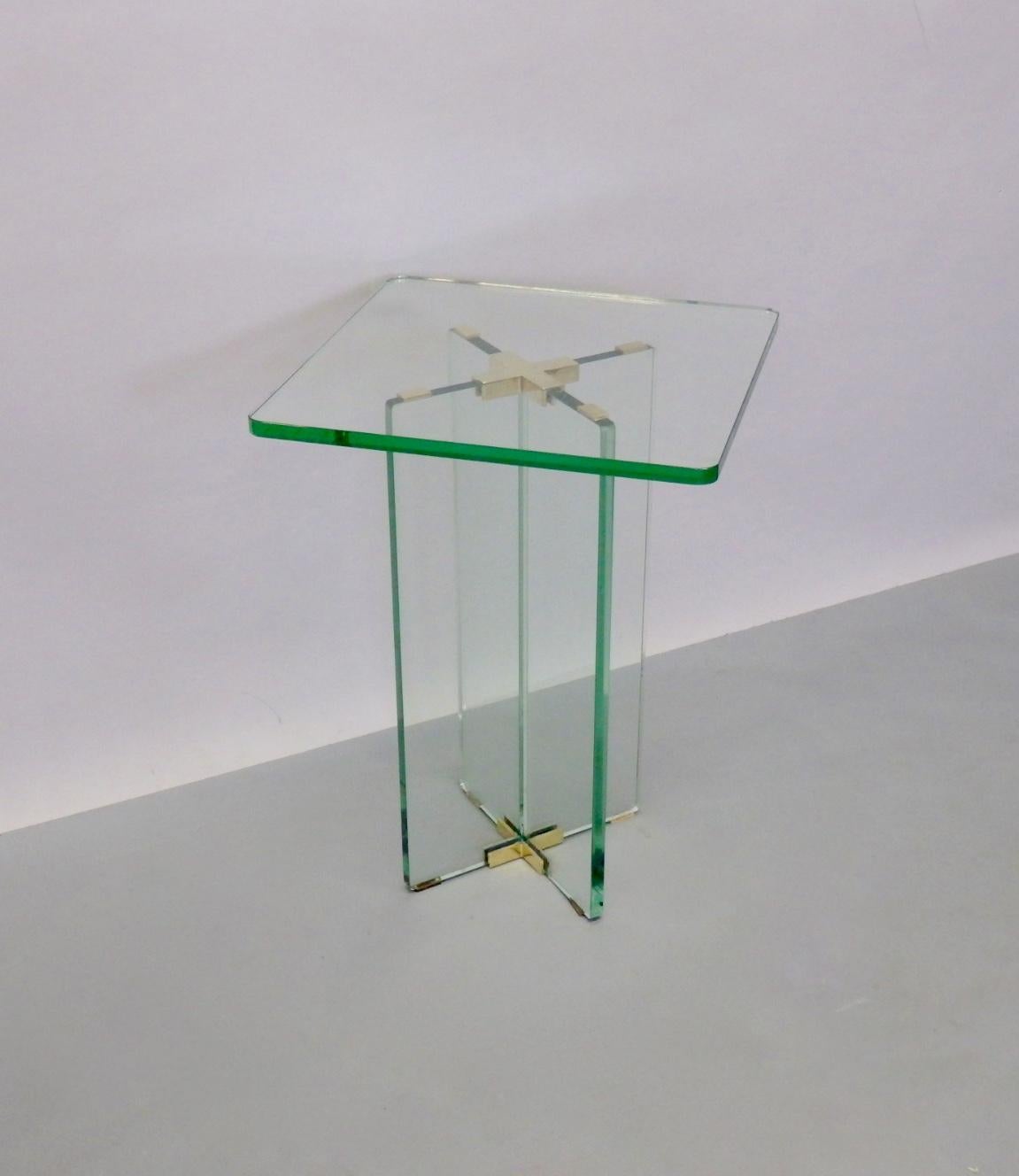 Architecturally Styled Green Edge Glass Side Table Attributed to Fontana Arte 4