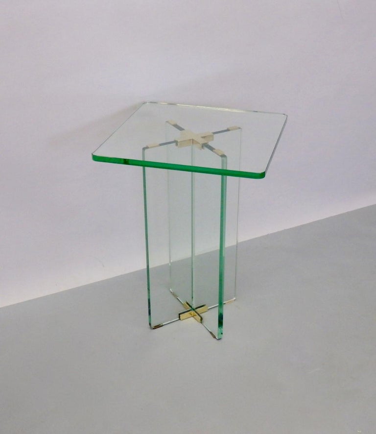 Architecturally Styled Green Edge Glass Side Table Attributed to Fontana Arte For Sale 7