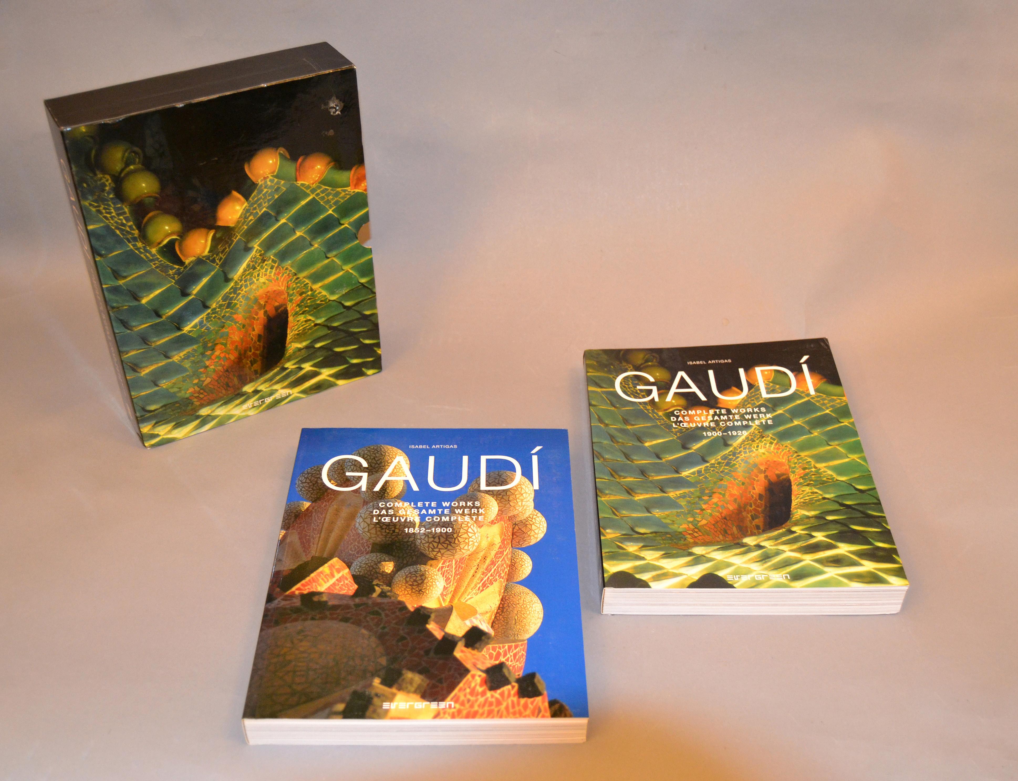 Architecture Antoni Gaudi Book Collection I & II Complete Works Isabel Artigas In Good Condition In Miami, FL