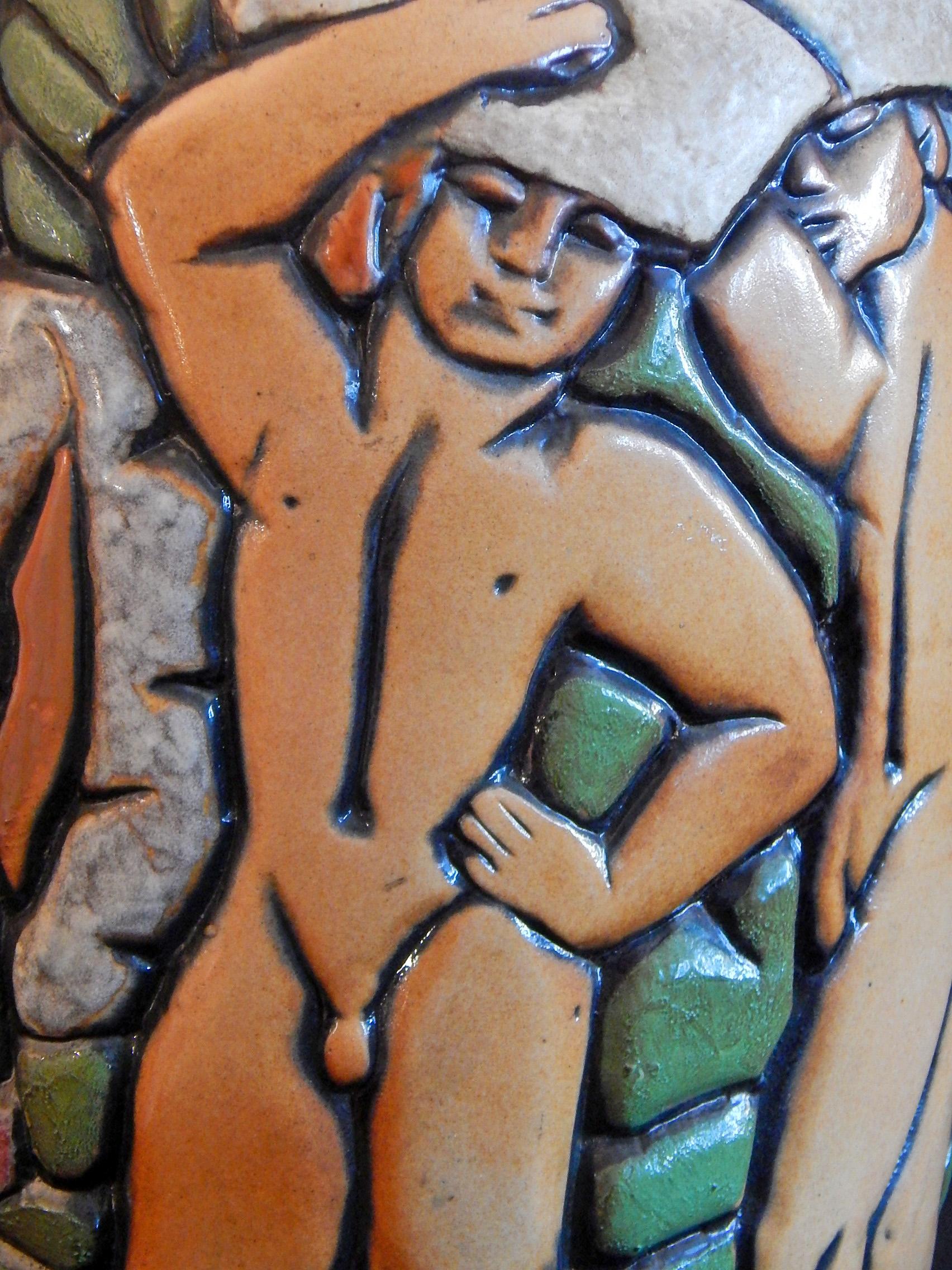 « Architecture », grand vase rare de Mougin avec des figures masculines nues par Goor Excellent état - En vente à Philadelphia, PA