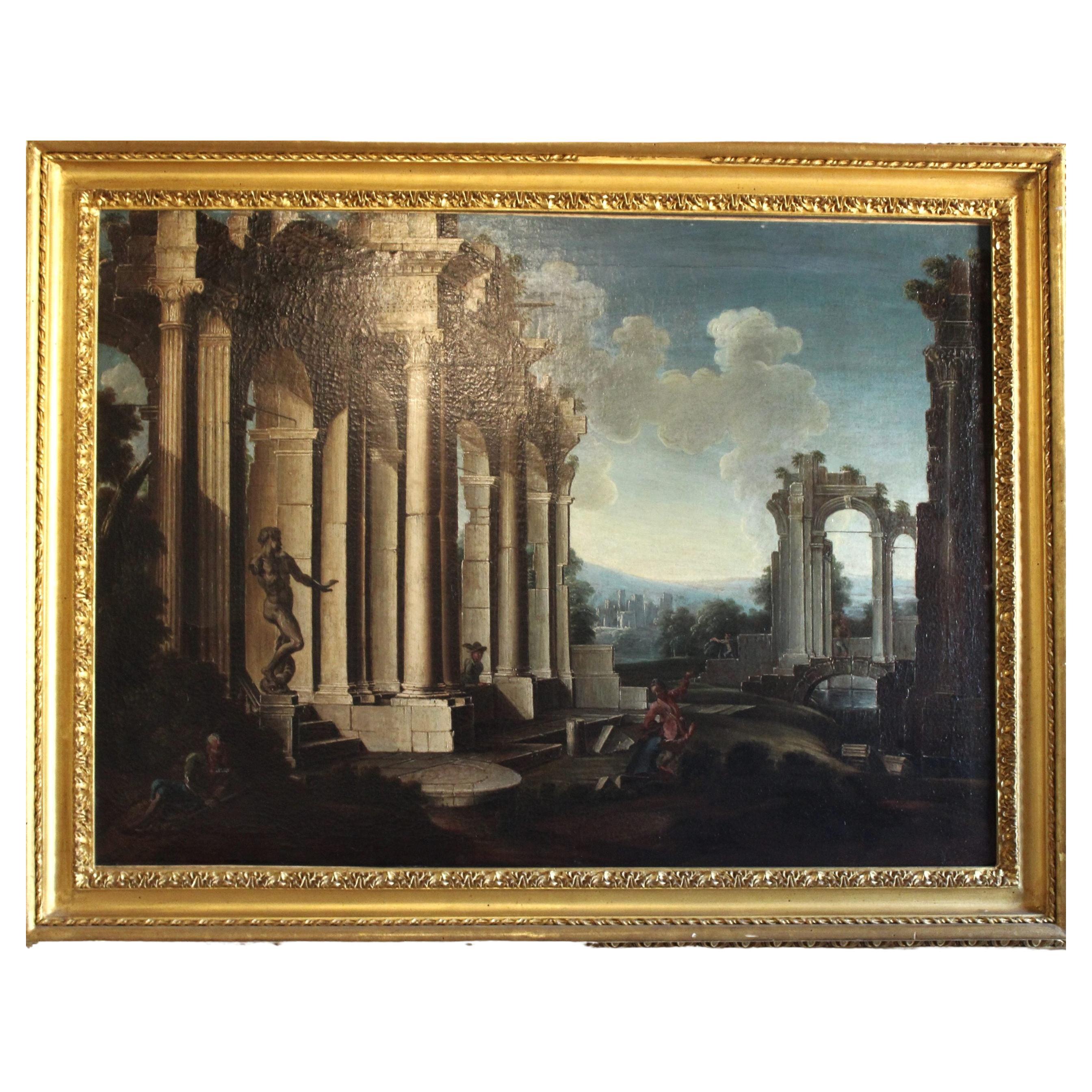 Écoles d'architecture Panini 1750, huile sur toile en vente