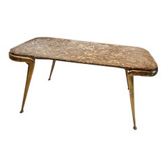 Architet Cesare Lacca, 1950, Mesa de café, estructura de latón fundido y tapa de mármol