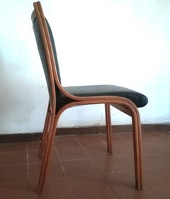 Architetti Associati Set of Four Bentwood Black 'Cavour' Dining Chairs, 1960s