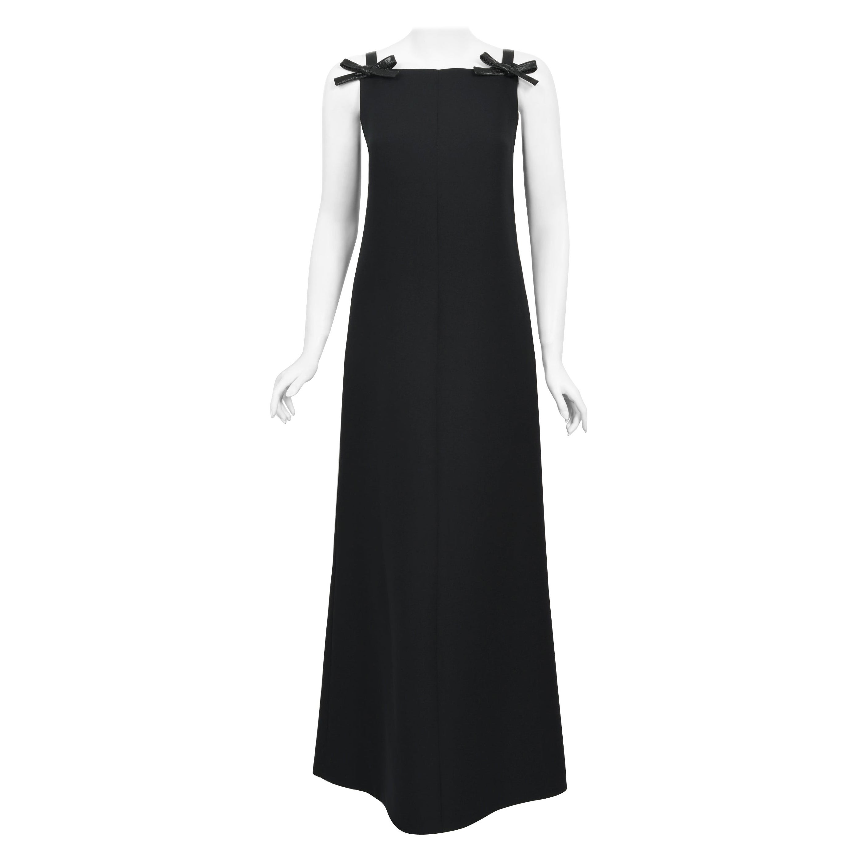 Archival 1960's André Courrèges Black Vinyl-Bows Minimalist Space-Age Mod Gown