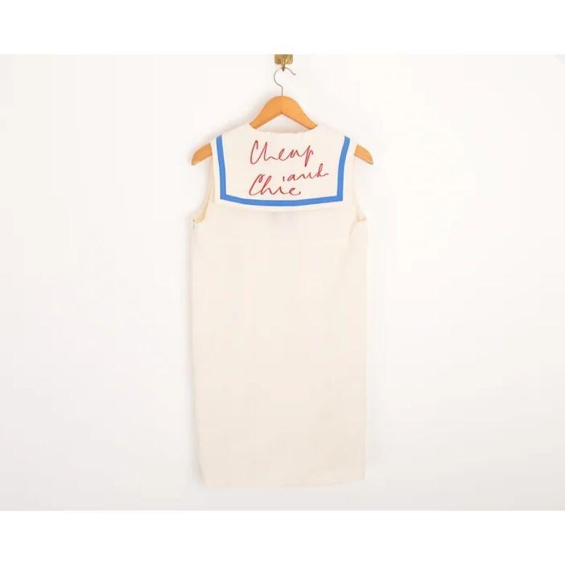 Archival 1990's Moschino 'Cheap & Chic' Linen Sailor Collar mini Dress In Excellent Condition For Sale In Sheffield, GB