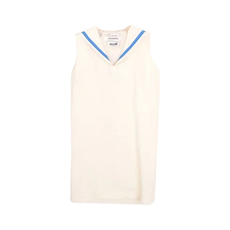 Archival 1990's Moschino 'Cheap & Chic' Linen Sailor Collar mini Dress